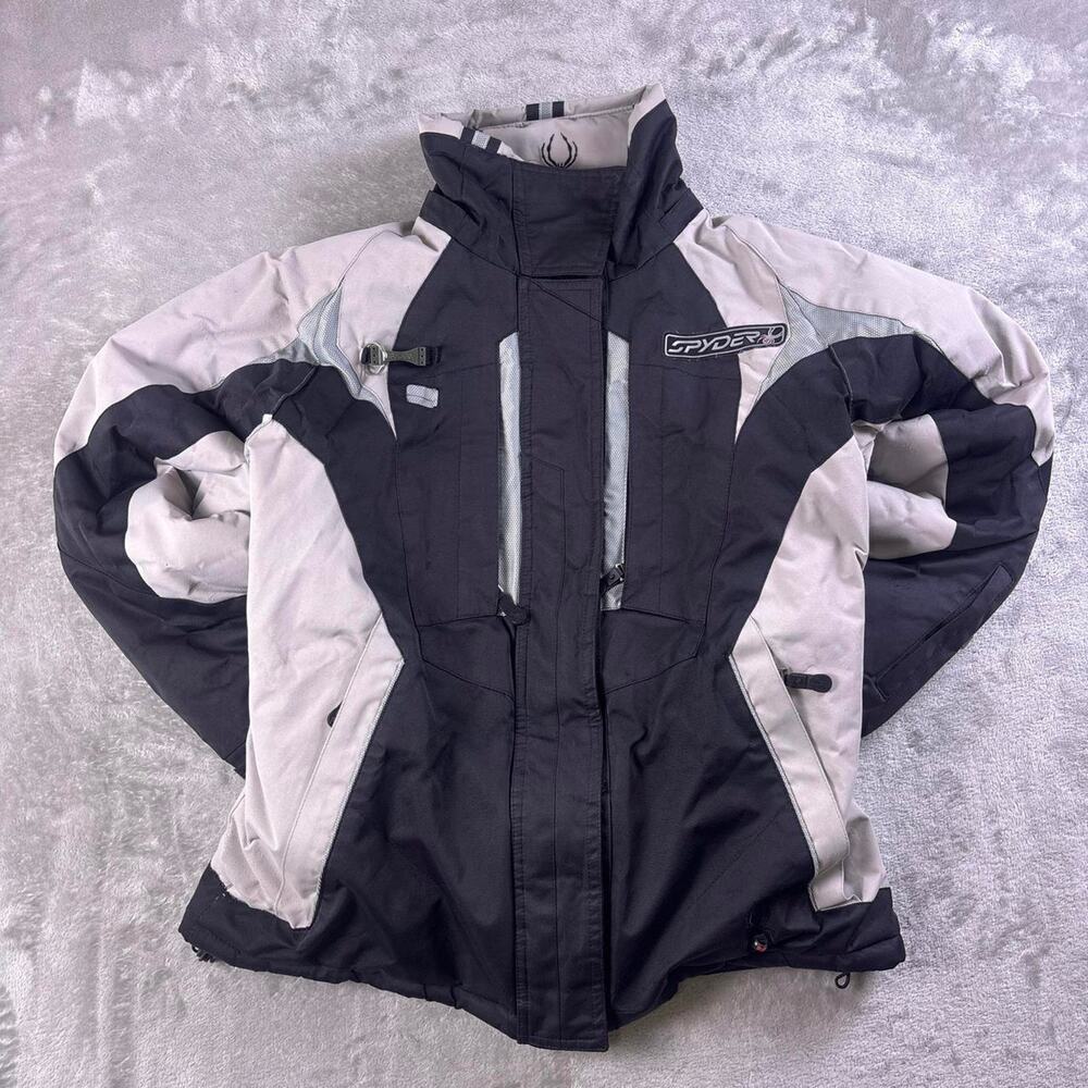 Spyder Women’s Ski Jacket Medium Gray Black Blue Dermizax EV X-Static Waterproof